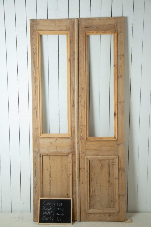 Antique French Doors with Glass (Set) - Lot 136