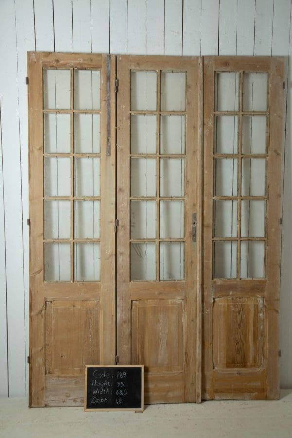 Antique French Doors with Glass (Set of 3) - Lot 189 - Image 3