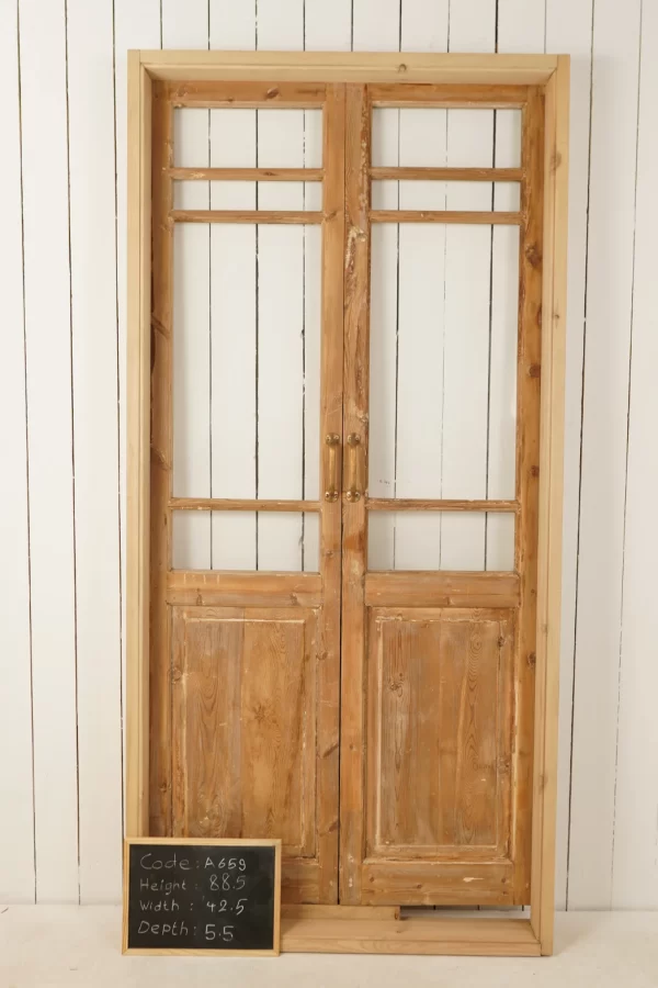 Antique French Glass door WITH Frame - lot A659