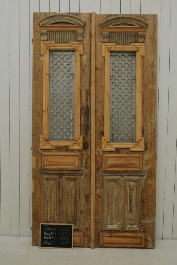 Antique French Glass Door with Iron (Set) - Lot 686
