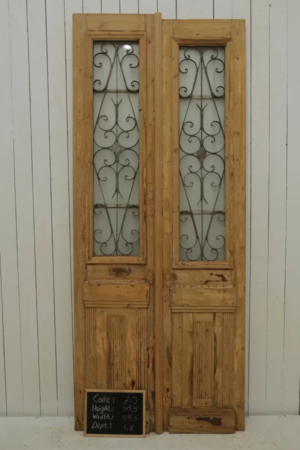 Antique French Glass Door with Iron (Set) - Lot 709