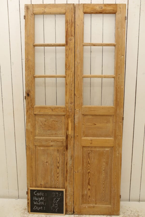 Antique Solid Wood French Doors (Set) - Lot 993 - Image 3