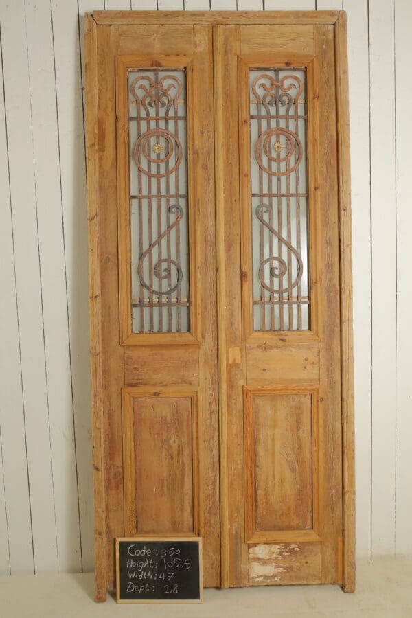 Antique French Glass Door with Iron (Set) - Lot 350