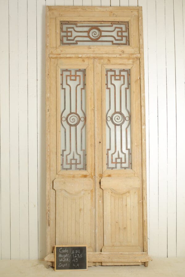 Antique French Glass Door with Iron (Set) - Lot 374