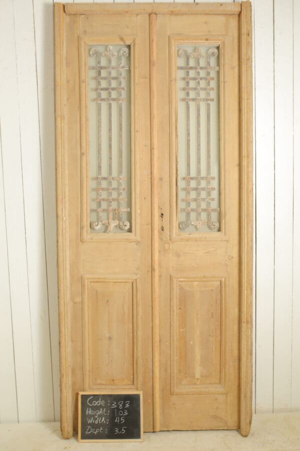 Antique French Glass Door with Iron (Set) - Lot 383