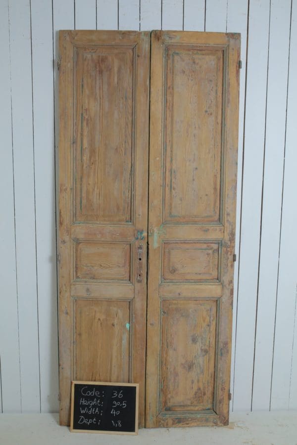 Antique Solid Wood French Doors (Set) - Lot 36 - Image 3