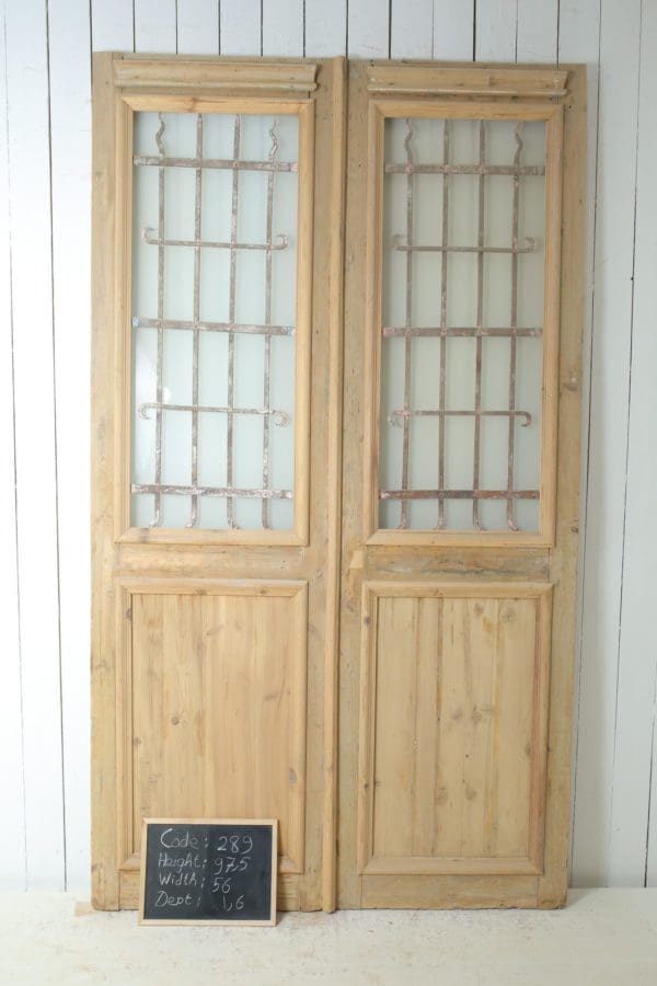 Antique French Glass Door with Iron (Set) - Lot 289