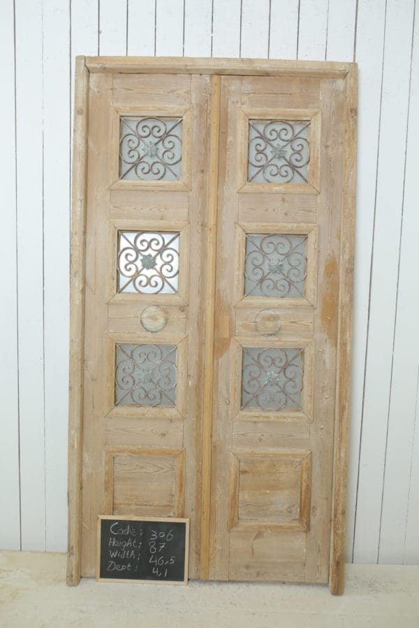 Antique French Glass Door with Iron (Set) - Lot 306