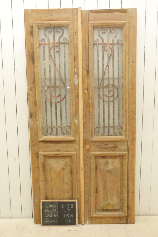 Antique French Glass Door with Iron (Set) - Lot 493