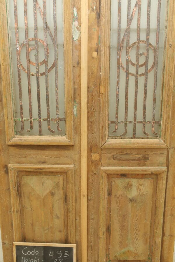 Antique French Glass Door with Iron (Set) - Lot 493 - Image 2