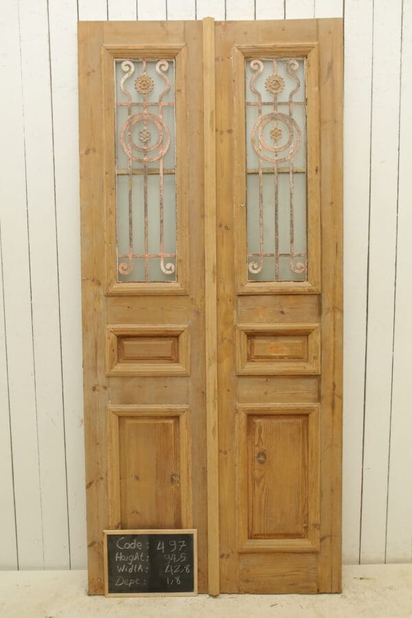 Antique French Glass Door with Iron (Set) - Lot 497
