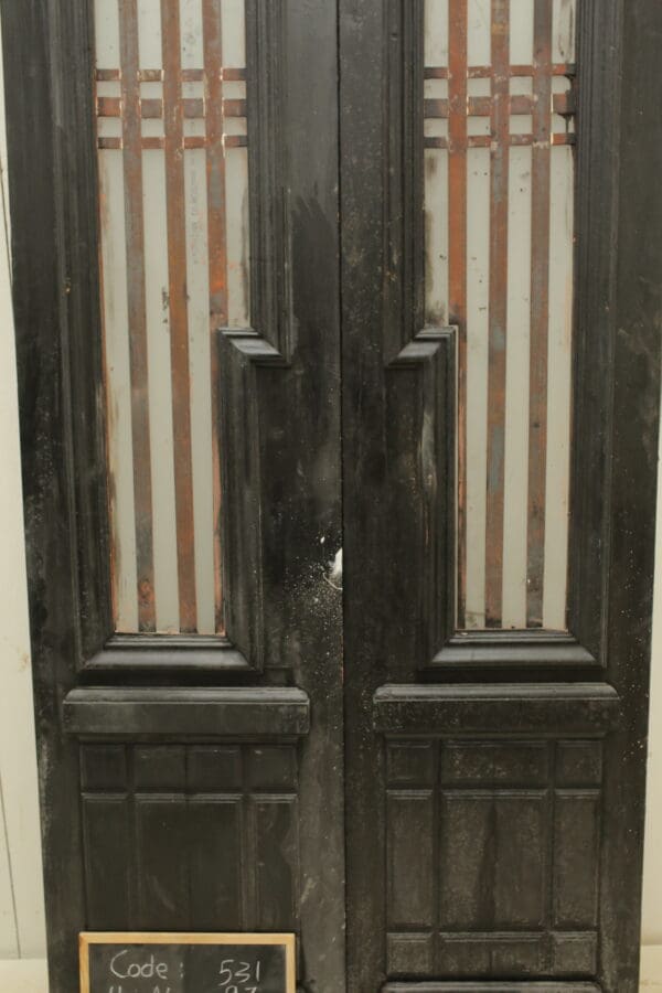 Black Antique French Glass Door with Iron (Set) - Lot 531 - Image 2