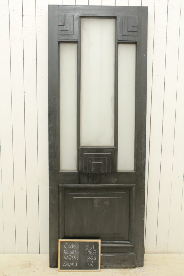 Black Antique French Glass Door - Lot 551