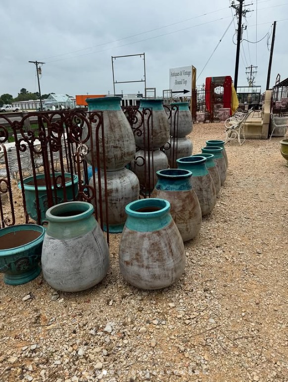 French handmade Anduze pottery in color turquoise. Chalice and urn shapes available.